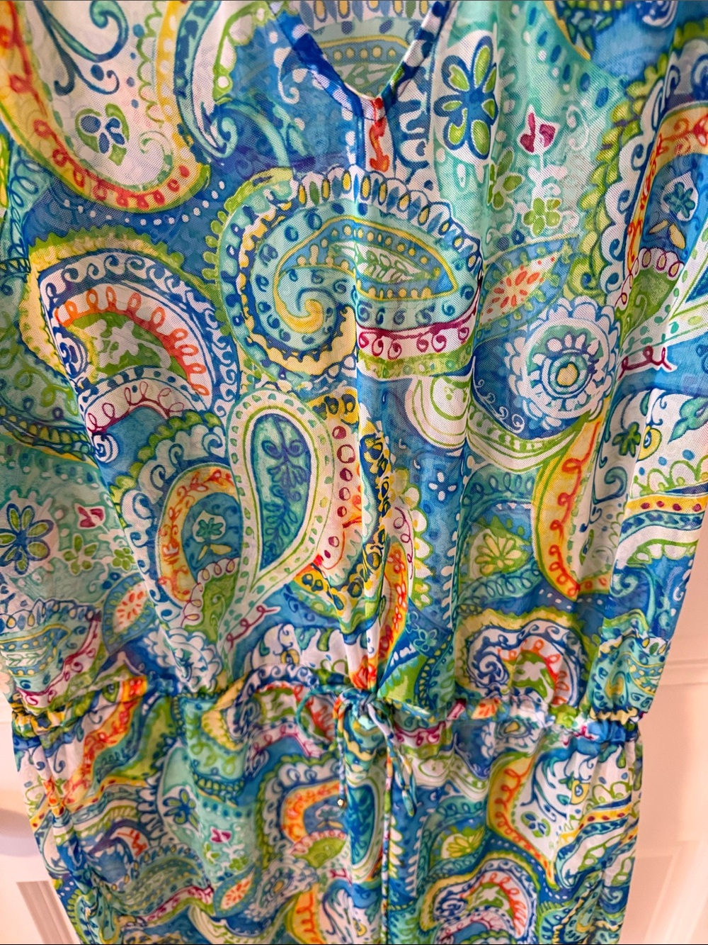 Lauren Ralph Lauren Carnivale Paisley Mesh Semi Sheer Swim Coverup Small - Picture 3 of 6